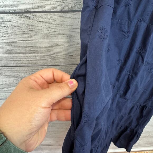 Gap Plus Size Navy Eyelet Flutter Sleeve Embroidered Dress Size 20 - Picture 4 of 8